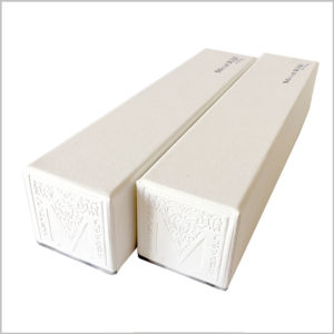 white Tubular mont kiji gift box with logo embossing
