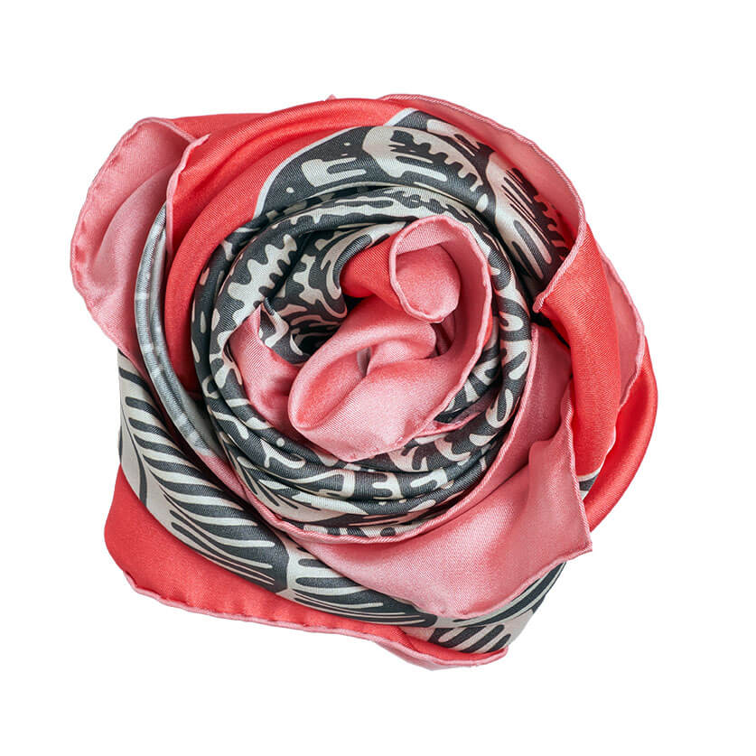 grey and pink printed silk twill square scarf bundle