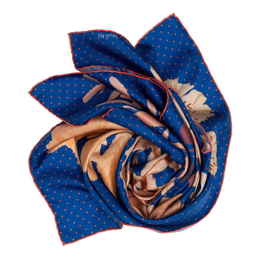 algae printed blue silk scarf bundle