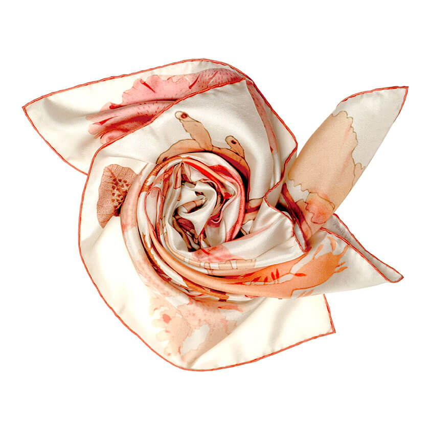 algae printed white silk scarf bundle