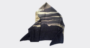 folded printed silk twill scarf of city view