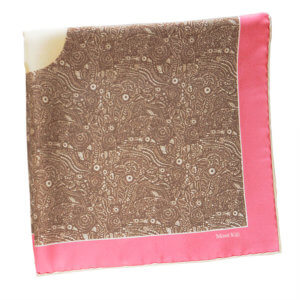 Pink and beige pocket square with circle in the middle