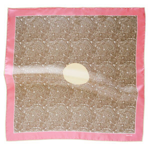 pink and beige silk twill pocket square with circle