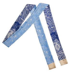 blue arabesque bi-color skinny long silk scarf