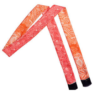 fuchsia and orange arabesque bi-color skinny long silk scarf
