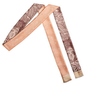 beige arabesque bi-color skinny long silk scarf