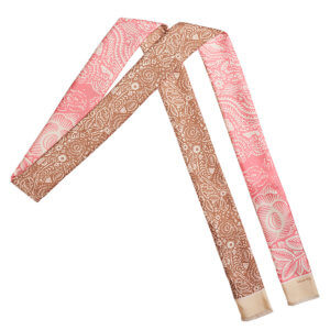 pink and beige arabesque bi-color skinny long silk scarf