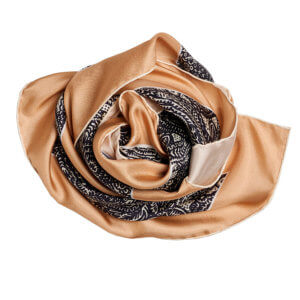 black andbeige arabesque printed silk twill scarf bundle