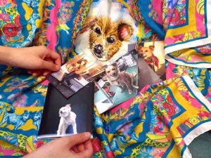 custom made scarf with printed dog and photos