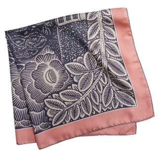 neighborhood printed lavender and pink silk scarf folded