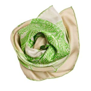 neighbor printed green and cream silk scarf bundle