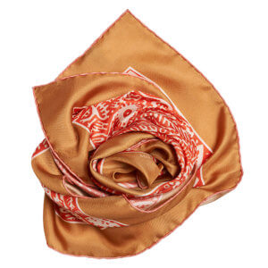 neighbor printed orange and tan silk scarf bundle