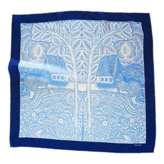 blue color silk twill square small scarf