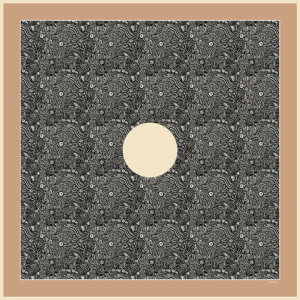 black and cream arabesque printed silk twill scarf design