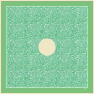 mint green arabesque printed silk twill scarf design