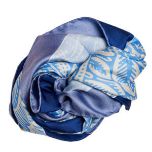 blue and white printed silk twill square scarf bundle