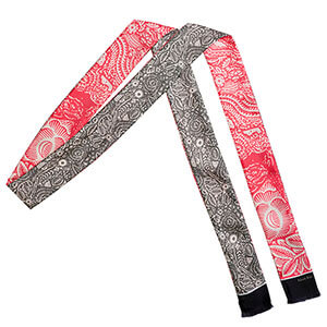grey and pink arabesque bi-color skinny long silk scarf
