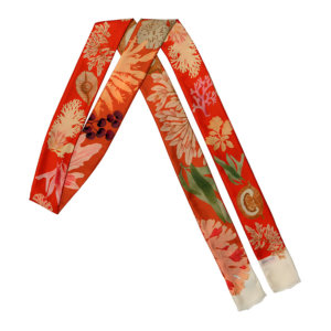 algae printed red narrow and long double silk scarf