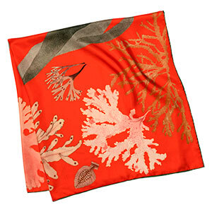 algae printed red silk scarf folded