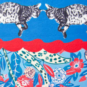 area of two cats of montresor blue silk scarf