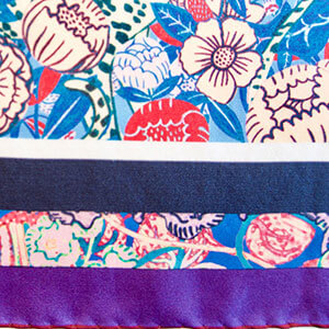 detail of flower printed personalized silk scarf