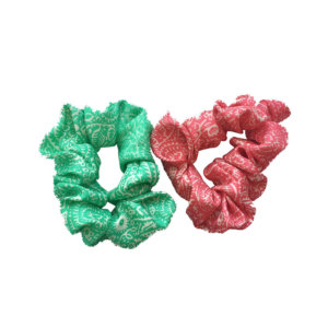 printed silk twill hair scrunchies