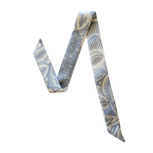 light blue and off-white leaf printed silk wristband