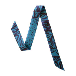 navy blue leaf printed silk wristband