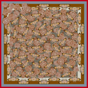 all over butterfly and flower printed caramel color silk scarf