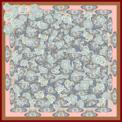 all over butterfly and flowers printed pastel color silk scarf