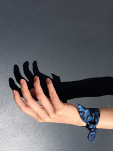 navy blue leaf printed silk wristband