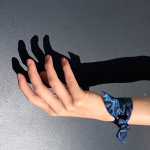 navy blue leaf printed silk wristband