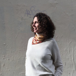 seashell pretend small brown silk scarf on turtleneck