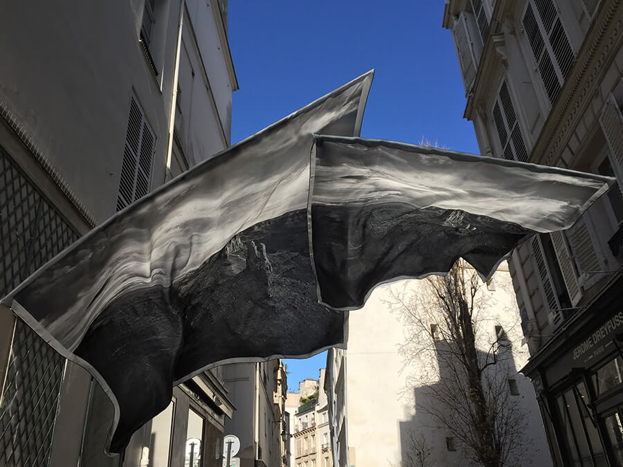 black and white landscape photo printed big silk scarves in Paris