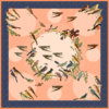 birds, moons and stars printed peach and blue silk scarf