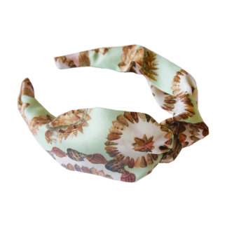 seashell printed mint color silk hairband