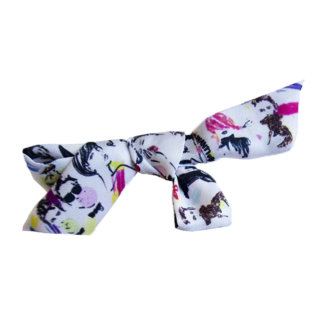 rina Iwai illustration printed silk bow broach