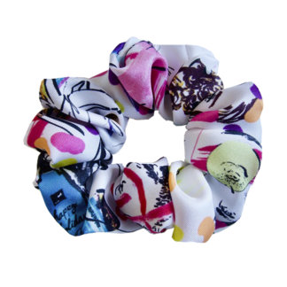 rina iwai illustration printed silk hair scrunchy