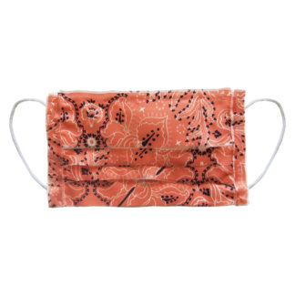 bandana motif printed orange silk mask