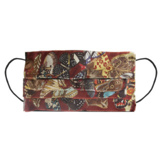 all over butterfly printed bordeaux silk mask