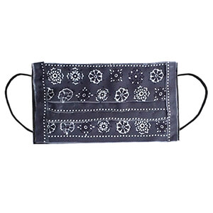 bandana motif printed blue silk mask