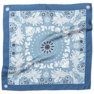 bandana motif small light blue silk scarf