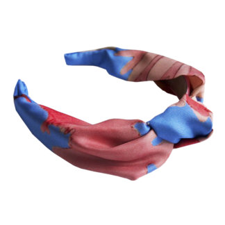 algae printed blue and pink silk hairband