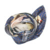 bird printed blue silk scarf