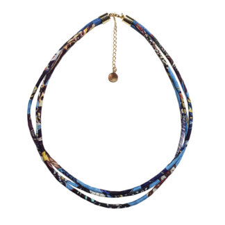 butterfly printed blue silk necklace