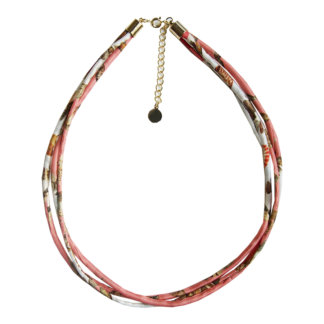 seashell printed pink silk necklace