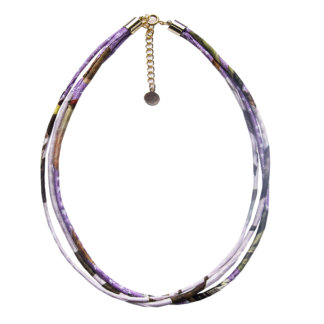 bird printed lavender color silk necklace