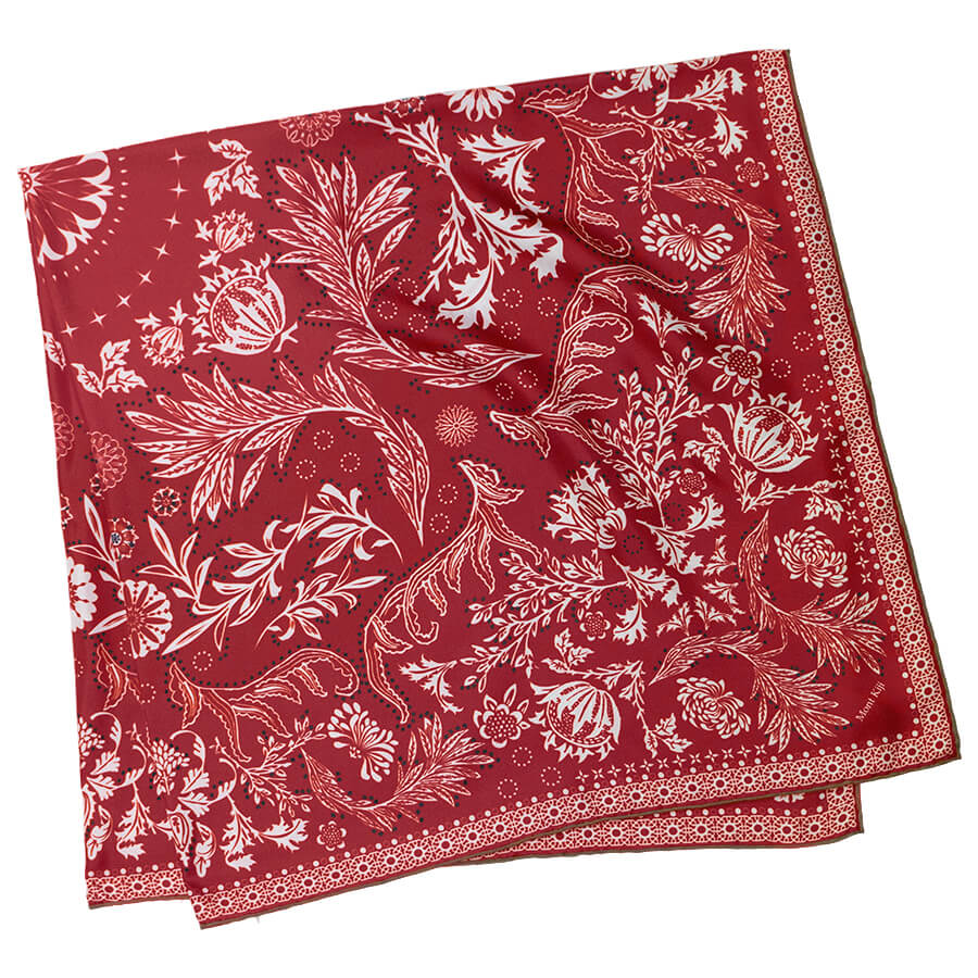 chenonceau-redpavot-silk-scarf-folded 2