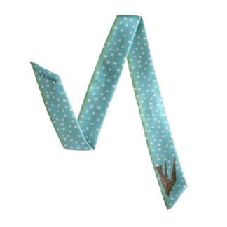 stars and swallow light green printed silk ribbon