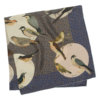 bird and star printed blue grey silk scarf